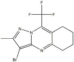 3-BROMO-5,6,7,8-TETRAHYDRO-2-METHYL-9-(TRIFLUOROMETHYL)PYRAZOLO-[5,1-B]-QUINAZOLINE Struktur