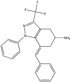 5-AMINO-7-(E)-BENZYLIDENE-4,5,6,7-TETRAHYDRO-1-PHENYL-3-TRIFLUOROMETHYL-1H-INDAZOLE Struktur