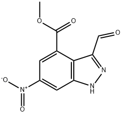 4-METHOXYCARBONYL-6-NITRO-(1H)INDAZOLE CARBOXALDEHYDE Struktur