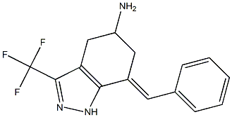 5-AMINO-7-(E)-BENZYLIDENE-4,5,6,7-TETRAHYDRO-3-TRIFLUOROMETHYL-1H-INDAZOLE Struktur