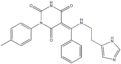 5-[(E)-{[2-(1H-IMIDAZOL-5-YL)ETHYL]AMINO}(PHENYL)METHYLIDENE]-1-(4-METHYLPHENYL)-2,4,6(1H,3H,5H)-PYRIMIDINETRIONE Struktur