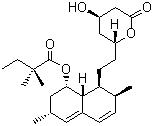 CAS 登錄號(hào)：79902-63-9, 辛伐他汀, (1S,2S,6S,8S,8aR)-1,2,6,7,8,8a-六氫-3,7-二甲基-8-[2-[(2R,4R)-四氫-4-羥基-6-氧代-2H-吡喃-2-基]乙基]-1-萘酚 2,2-二甲基丁酸酯