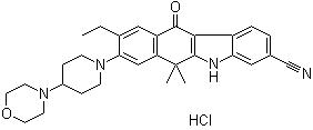 CAS 登錄號：1256589-74-8, 9-乙基-6,11-二氫-6,6-二甲基-8-[4-(4-嗎啉基)-1-哌啶基]-11-氧代-5H-苯并[b]咔唑-3-甲腈鹽酸鹽