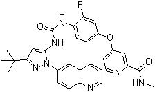 CAS 登錄號(hào)：1020172-07-9, DCC-2036, N-[3-叔丁基-1-(喹啉-6-基)-1H-吡唑-5-基]-N'-[2-氟-4-[(2-(甲基氨基甲?；?吡啶-4-基)氧]苯基]脲