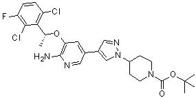 CAS 登錄號：877399-51-4, 4-[4-[6-氨基-5-[[(R)-1-(2,6-二氯-3-氟苯基)乙基]氧基]吡啶-3-基]吡唑-1-基]哌啶-1-羧酸叔丁酯