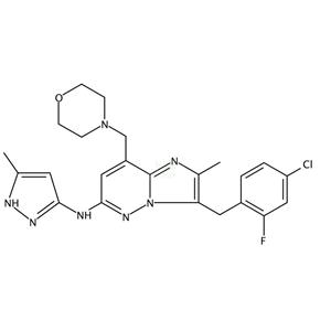 3-[(4-氯-2-氟苯基)甲基]-2-甲基-N-(5-甲基-1H-吡唑-3-基)-8-(4-嗎啉甲基)咪唑并[1,2-b]噠嗪-6-胺 1229236-86-5   