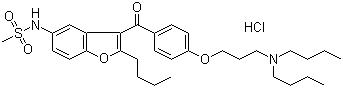 CAS 登錄號：141625-93-6, 鹽酸決奈達(dá)隆, N-[2-丁基-3-[4-[3-(二丁基氨基)丙氧基]苯甲酰基]-5-苯并呋喃基]甲磺酰胺鹽酸鹽