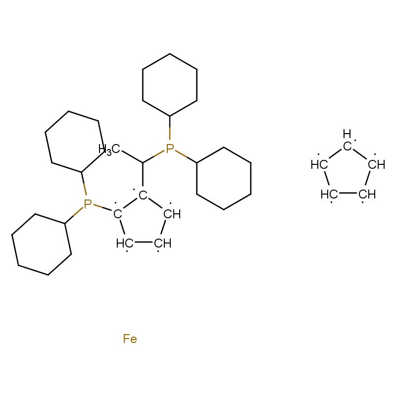 167416-28-6 (R)-1-[(S)-2-( 二環(huán)己基膦基)二茂鐵基]乙基二環(huán)己基膦 結構式圖片