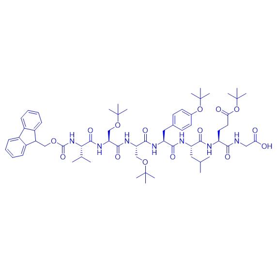 Fmoc-Val-Ser(tBu)-Ser(tBu)-Tyr(tBu)-Leu-Glu(OtBu)-Gly-OH 1962161-05-2.png