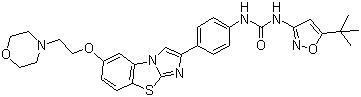 CAS 登錄號：950769-58-1, AC-220, N-(5-叔丁基異惡唑-3-基)-N'-{4-[7-[2-(嗎啉-4-基)乙氧基]咪唑并[2,1-b][1,3]苯并噻唑-2-基]苯基}脲