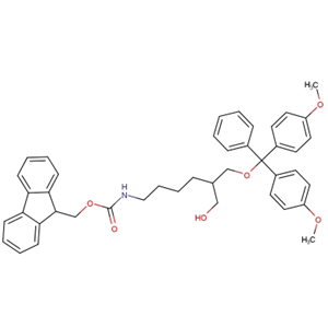 1-O-DMT-2-(N-FMOC-氨基丁基)-丙二醇；147190-32-7；(9H-Fluoren-9-yl)methyl (6-(bis(4-methoxyphenyl)(phenyl)methoxy)-5-(hydroxymethyl)hexyl)carbamate