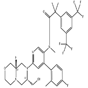 依林奈坦；2-(3,5-雙(三氟甲基)苯基)-N-(4-(4-氟-2-甲基苯基)-6-((7S,9aS)-7-(羥甲基)六氫吡嗪并[2,1-c][1,4]惡嗪-8(1H)-基)吡啶-3-基)-N,2-二甲基丙酰胺