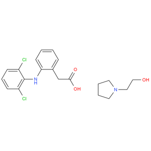 2-[(2,6-二氯苯基)氨基]苯乙酸 2-吡咯烷乙醇鹽，雙氯芬酸依伯胺